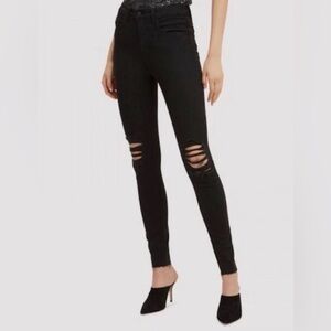 L'Agence Marguerite Zinc Destruct Ripped Skinny High Rise Jeans Size 25